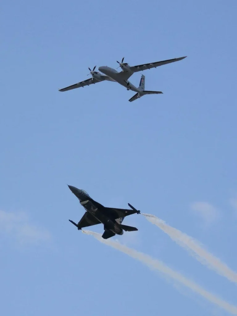Military aircraft and fighter jet demonstrating AI-powered air defense