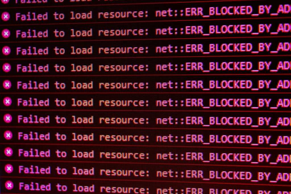AI system error messages on a computer screen