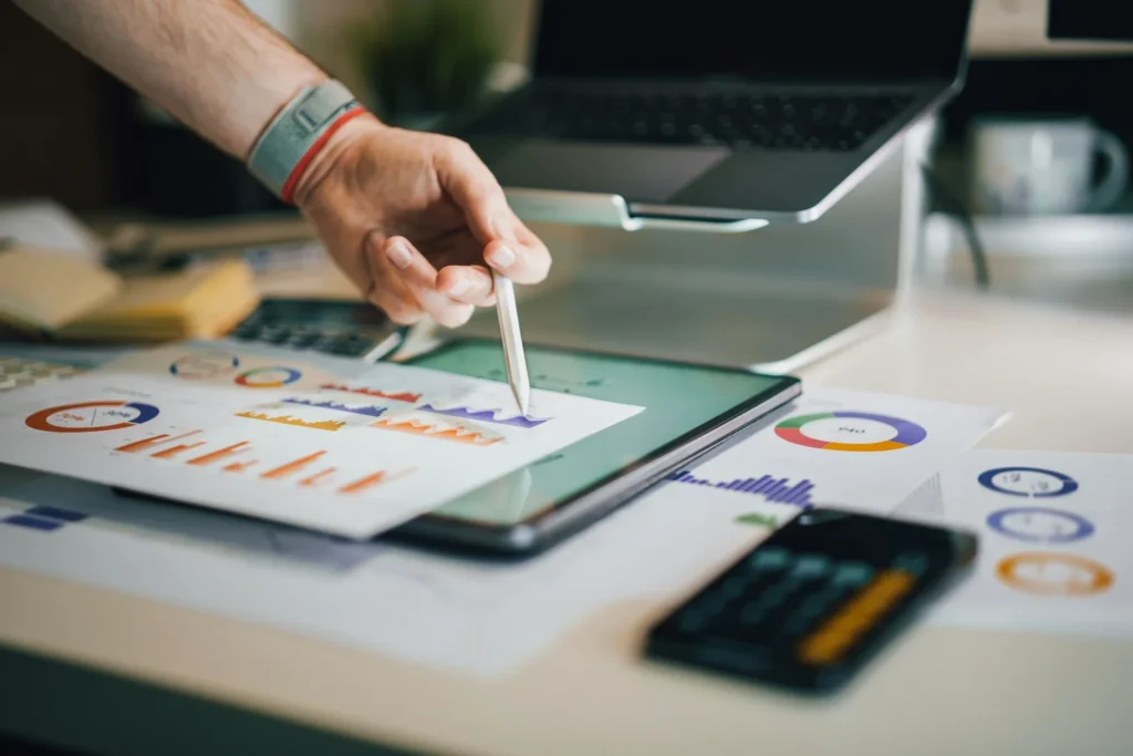 Business analytics dashboard tracking AI transformation performance