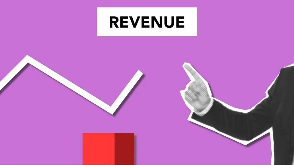 Graphic showing a rising trend chart with REVENUE text